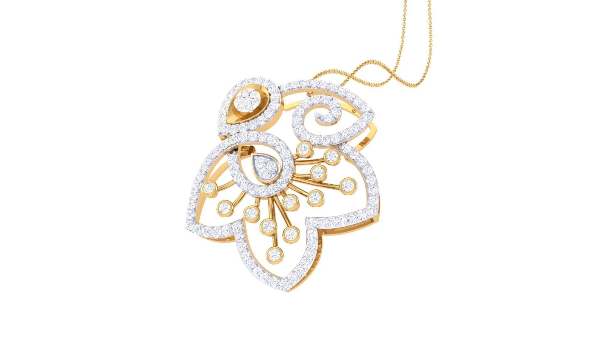 pendente fiori pave oro giallo