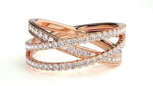 anello intreccio oro rosa e pave