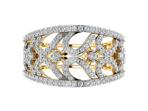 anello pave fascia alta decori oro giallo